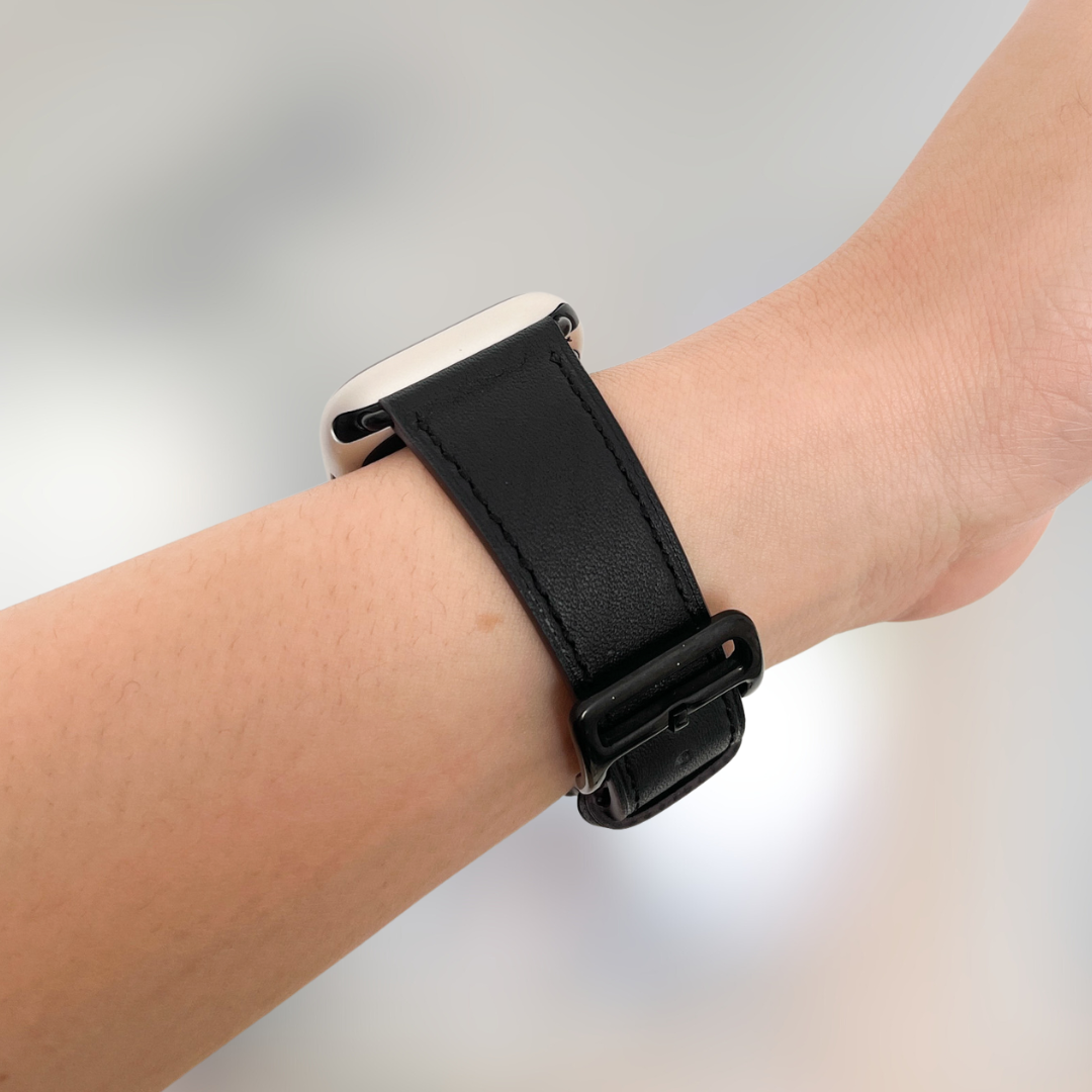 Noir Leather Apple Watch Band (Matte Black)