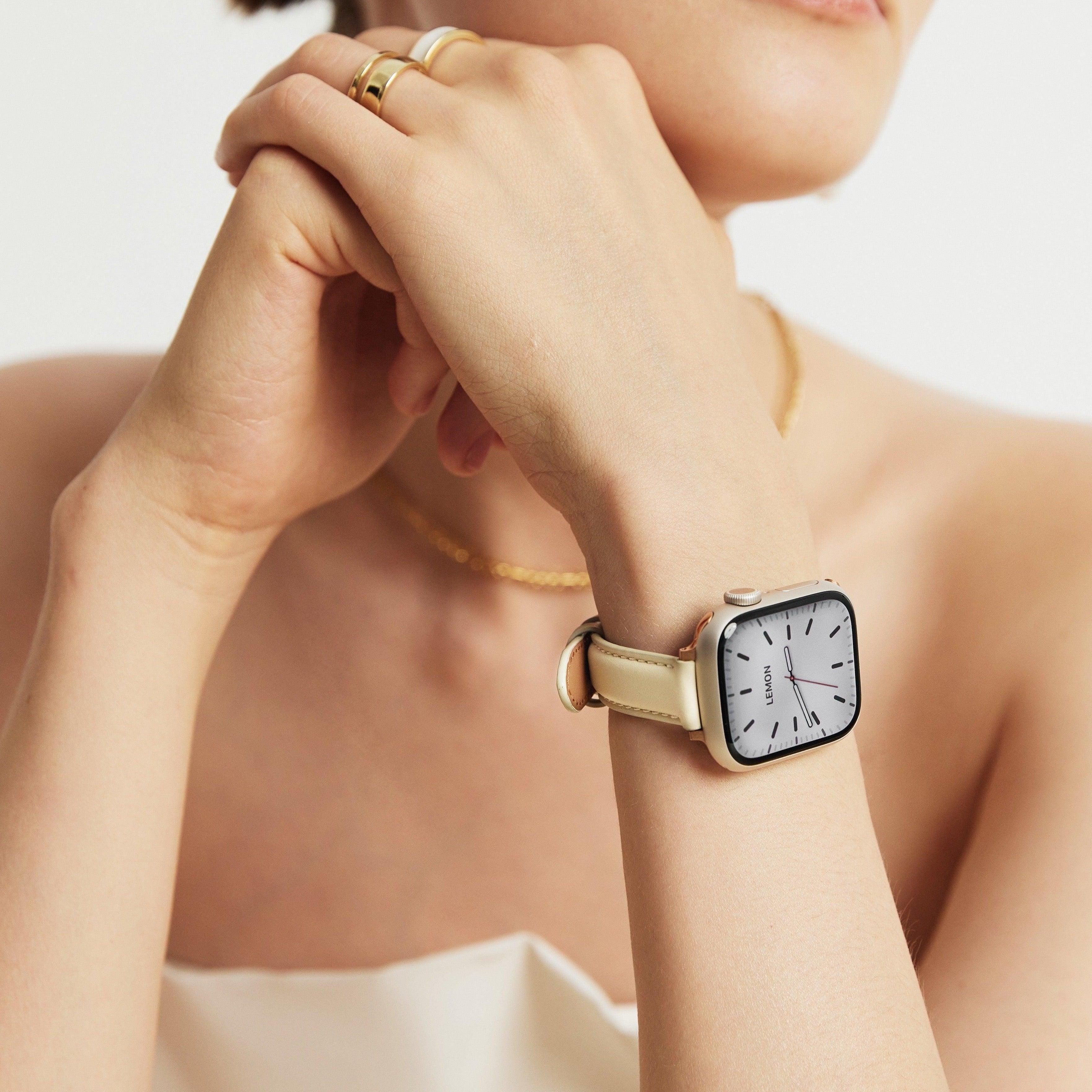 Noir Leather Apple Watch Band (Cream)